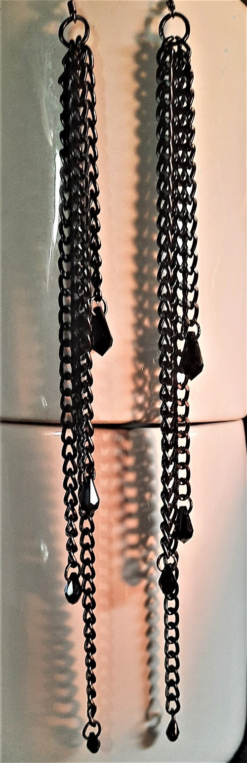 Earrings - Black Chains