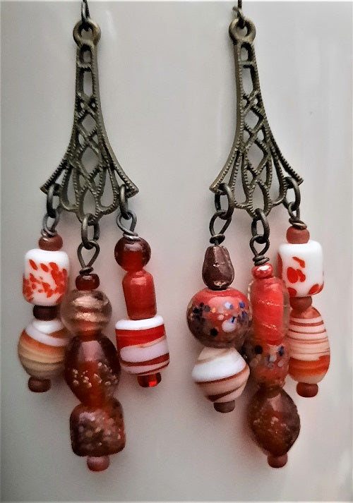 Earrings - Chandelier - Lampwork Glass