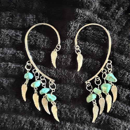 Earrings - Over The Ear - Turquoise - Wings