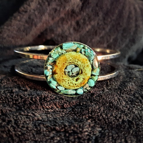 Bracelet - Hinged - Bezel - Turquoise